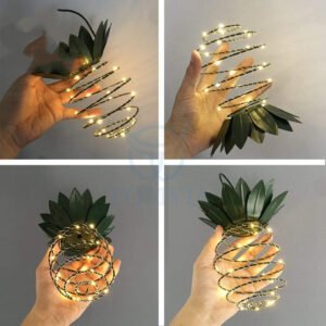Lustre Solaire Ananas en Fil Doré