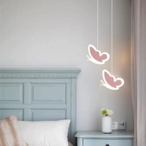 Suspension Rose Papillon en Fer avec Bordure Lumineuse