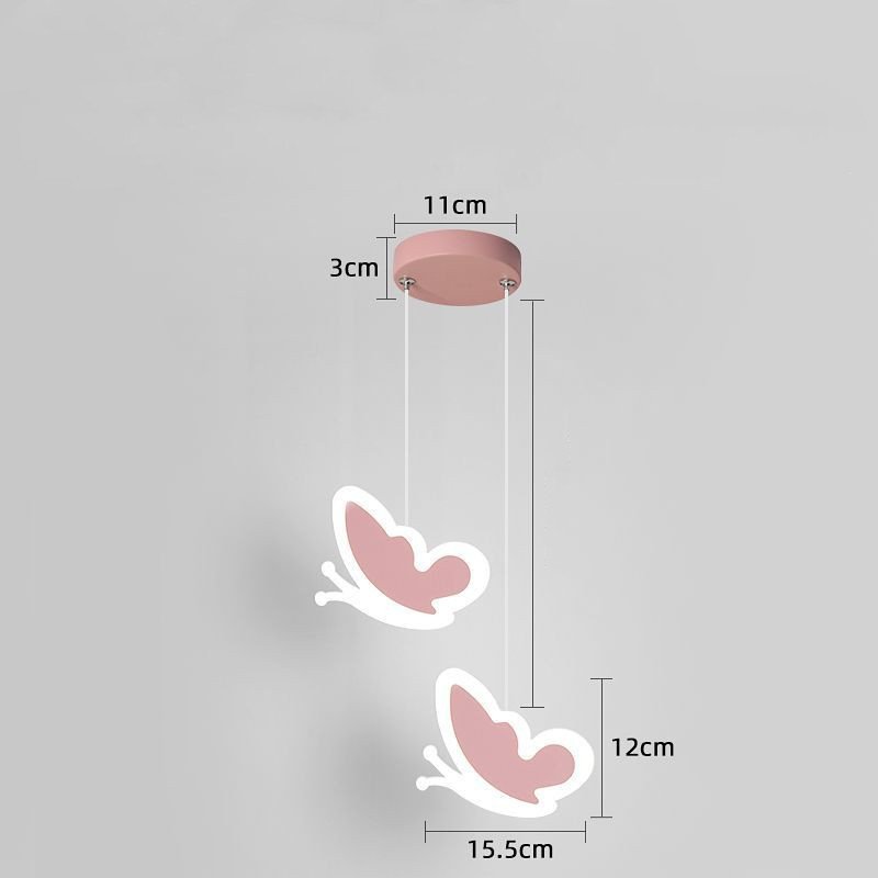 Suspension Rose Papillon en Fer avec Bordure Lumineuse