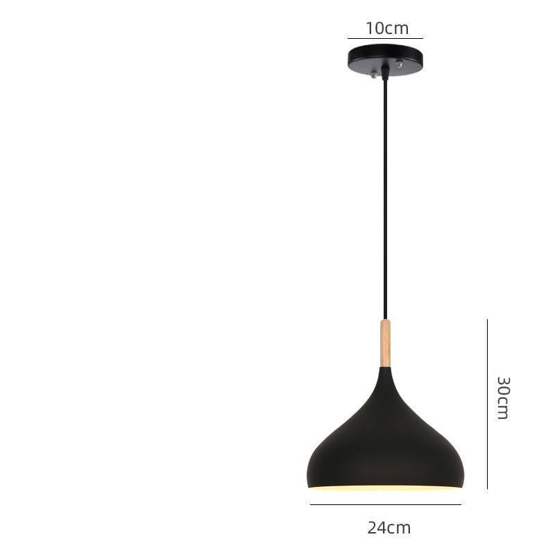 Suspension Noir Mat Évasée en Aluminium et Bois