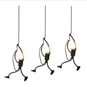 19363025655479.jpg Suspension Personnage en Métal Noir Épurée