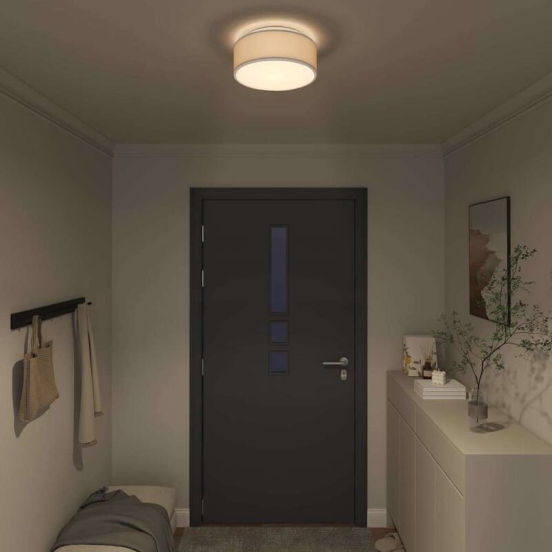 1c218266-1ae7-42e0-b0b6-6a2968928b00.jpg Plafonnier Cylindrique en Tissu Gris