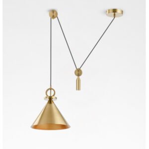 1e737ef7-024b-4e7e-bc1a-cb8c501d3919.jpg Chandelier Minimaliste en Laiton avec Réflets Dorés