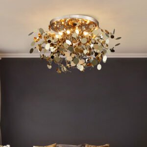 Suspension Disc Métallique Dorée Élégante