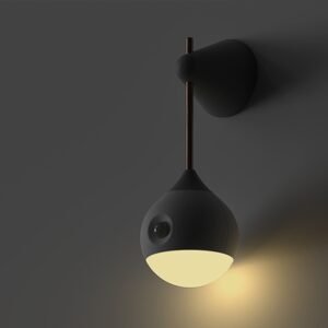 Applique Murale Solitaire en Bois de Noyer à Tige Dorée