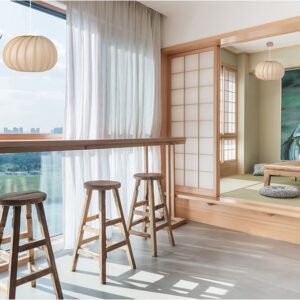 Suspension Luminaire Bois Lames Concentriques