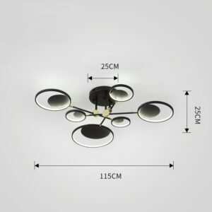 Plafonnier Anneaux Géométriques Noir Élegant