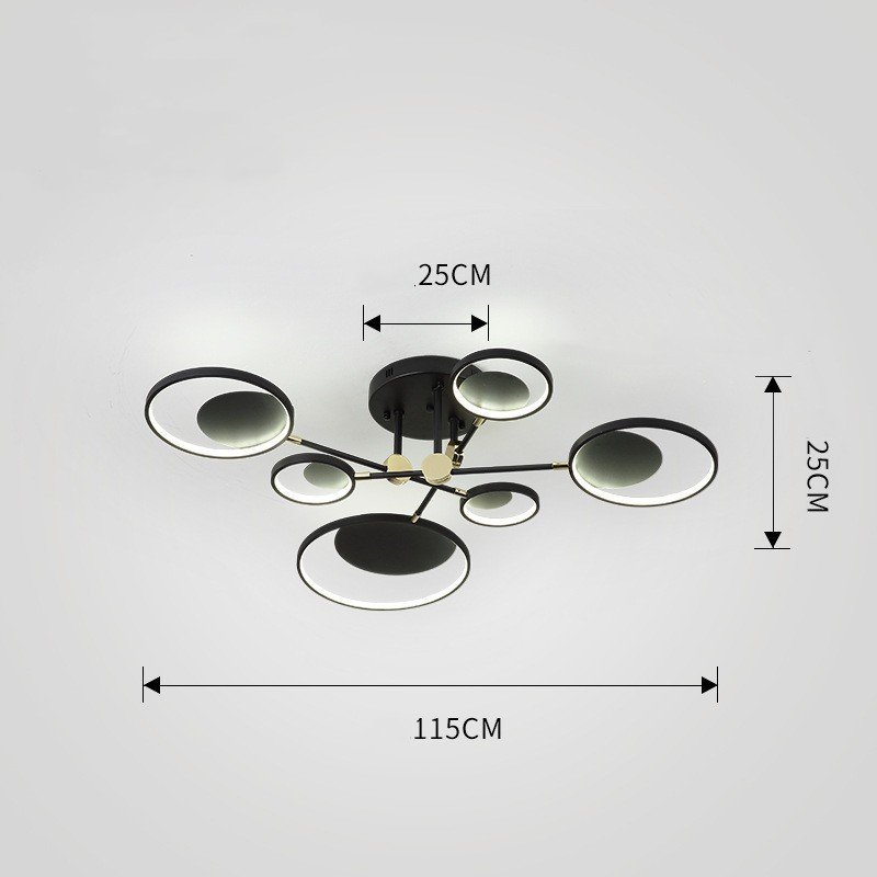 Plafonnier Anneaux Géométriques Noir Élegant