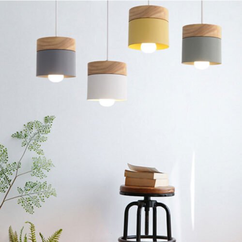 Suspension Scandinave en Bois et Métal Bicolore