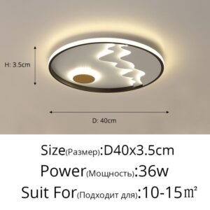 Élégant Plafonnier Rond Ondulé en Bois et Noir