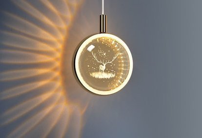 Suspension Cristal Jellyfish Circulaire avec Reflets Dorés