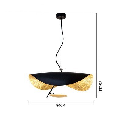 Suspension Italienne en Verre avec Fini Noir et Doré