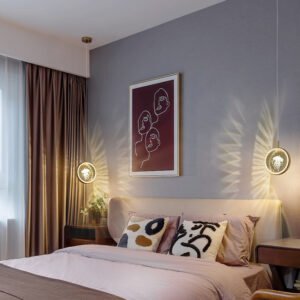 Suspension Cristal Jellyfish Circulaire avec Reflets Dorés