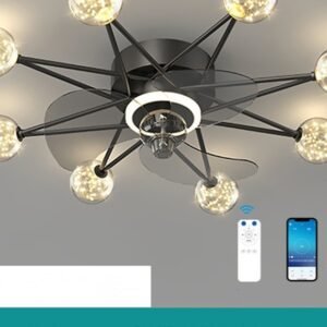 Plafonnier Étoilé en Laiton avec Globes Verre Motifs