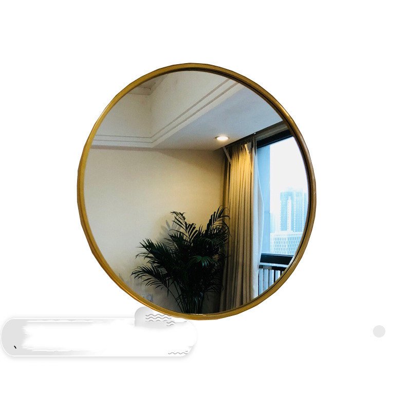 512141239375.jpg Miroir Rond Épuré 30cm en Métal Noir Élégant