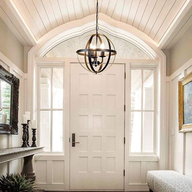 5387aa5e-7ea8-4e6f-a756-15c5fe41e601.jpg Lustre Sphérique en Fer avec Reflets Dorés Épurés