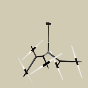 Chandelier moderne géométrique en métal et verre translucide