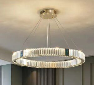 Suspension Cristal Postmoderne avec Structure Dorée