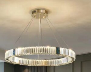 Suspension Cristal Postmoderne avec Structure Dorée