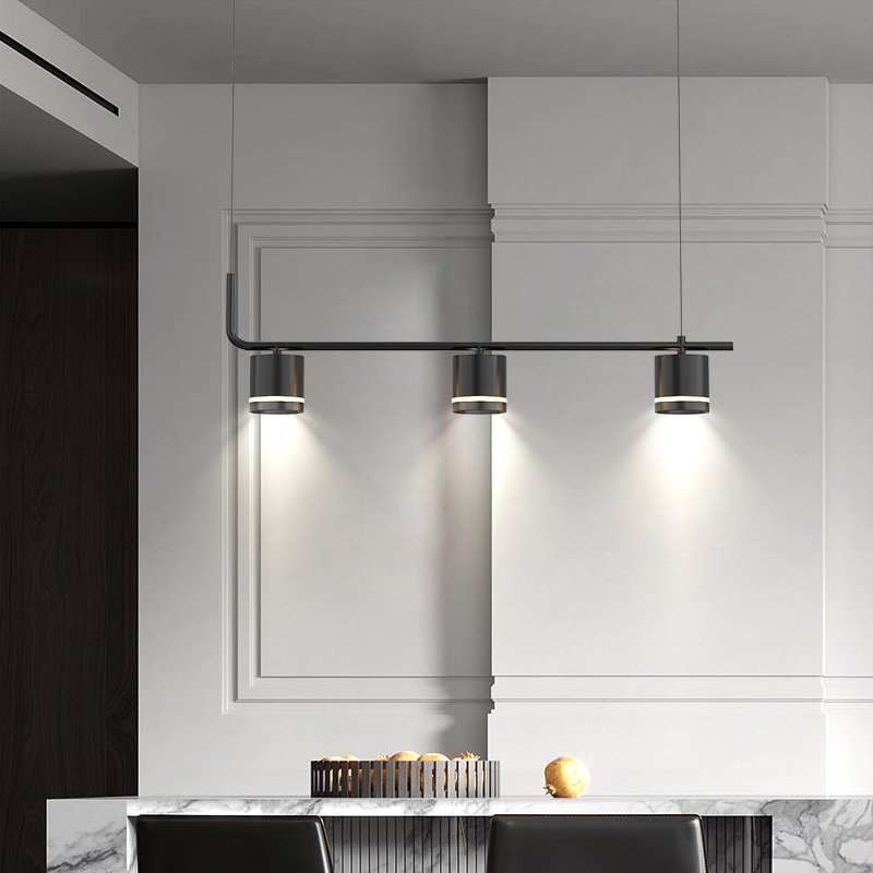 Suspension Géométrique Noire en Métal - Élégance Minimaliste