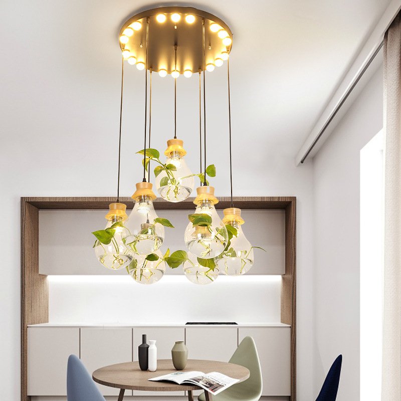 756800b3-6dfb-42f3-a141-83aad9460c16.jpg Suspension en Verre avec Base en Bois Clair et Câble Contrastant