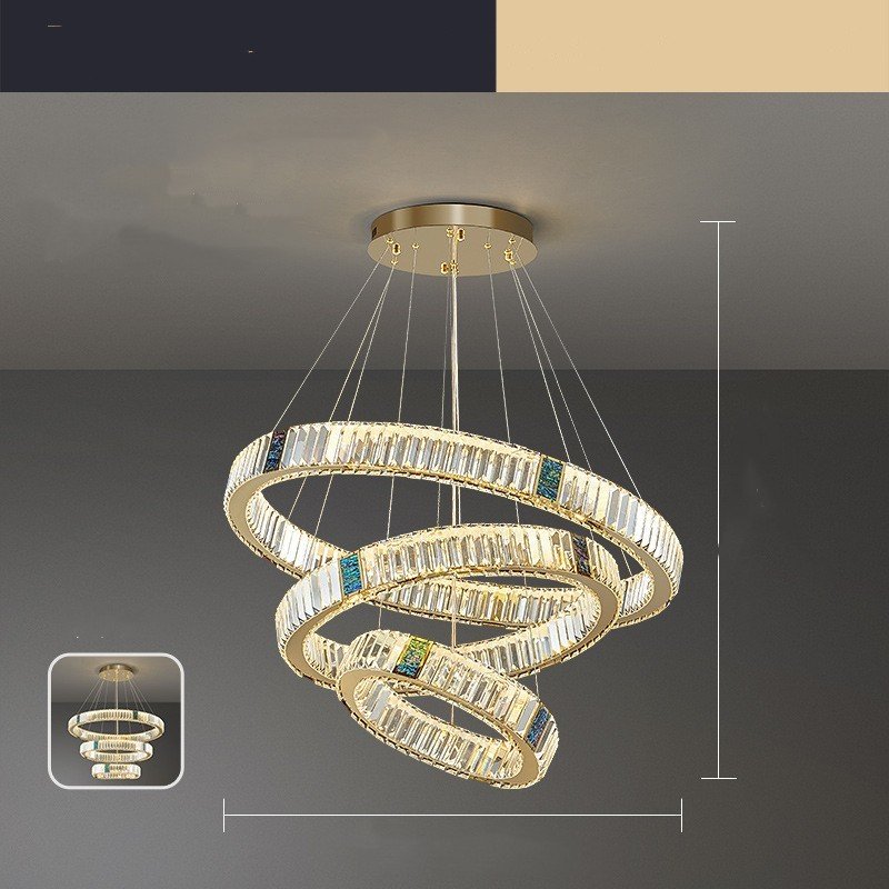 Suspension Cristal Postmoderne avec Structure Dorée