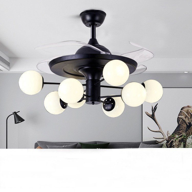 Plafonnier Nordic LED Circulaire Noir avec Reflets Verre