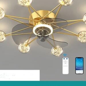 Plafonnier Étoilé en Laiton avec Globes Verre Motifs