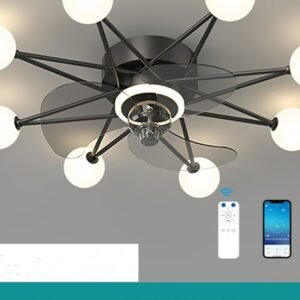 Plafonnier Étoilé en Laiton avec Globes Verre Motifs