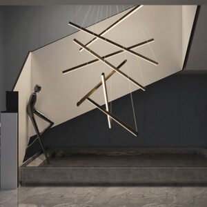 Lustre Avant-Gardiste à Barres Éclairantes Métalliques