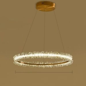 Lustre Anneaux Dorés et Cristal Scintillant