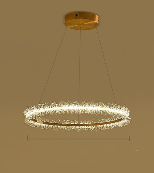 Lustre Anneaux Dorés et Cristal Scintillant