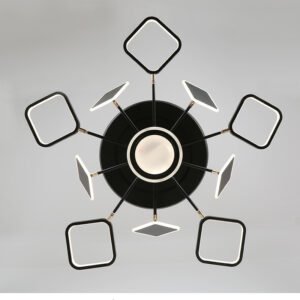 Plafonnier Nordic LED Circulaire Noir avec Reflets Verre