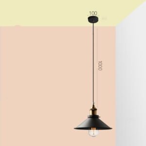 Lustre Industriel Noir et Laiton en Dôme Élégant