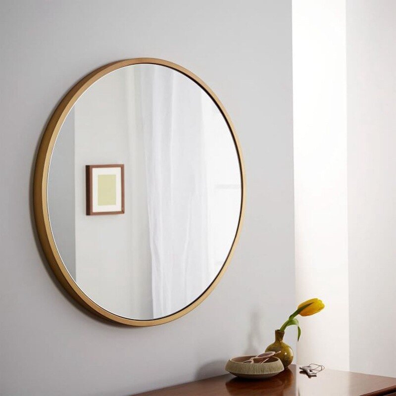964918064738.jpg Miroir Rond Épuré 30cm en Métal Noir Élégant