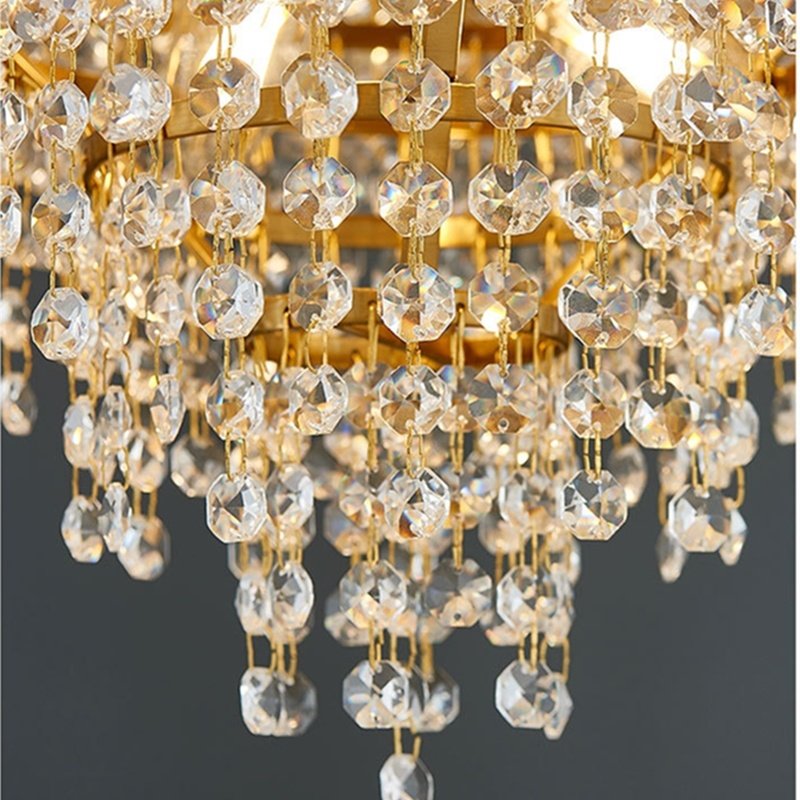 Lustre Luxueux Elégance Cristalline en Guirlandes D'or