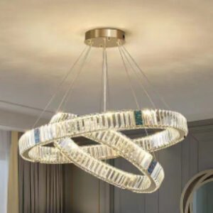 Suspension Cristal Postmoderne avec Structure Dorée