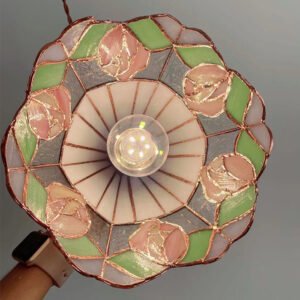 Tiffany Rose Suspension Vitrail Pastel