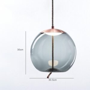 Élégante Suspension Laiton et Verre Évoquant la Corde Tressée