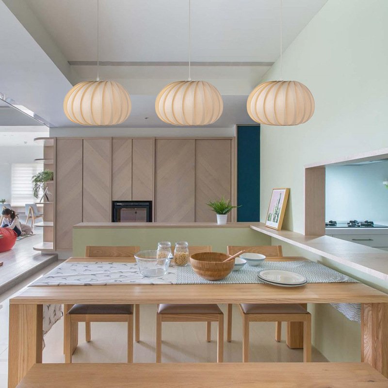 Suspension Luminaire Bois Lames Concentriques