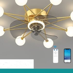 Plafonnier Étoilé en Laiton avec Globes Verre Motifs