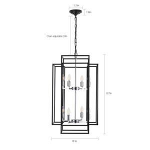 Chandelier Géométrique Métal Noir Mat