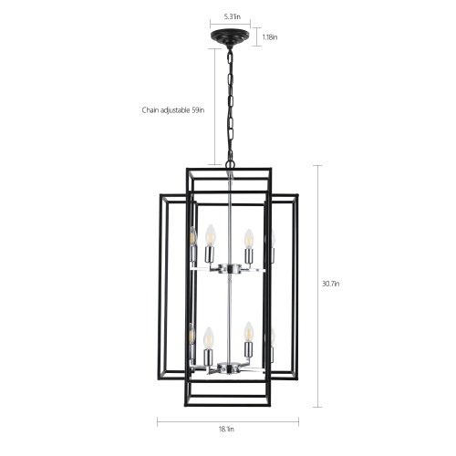 Chandelier Géométrique Métal Noir Mat
