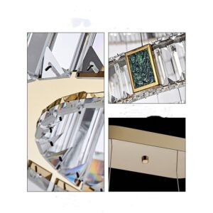 Lustre Cristal Anneaux Champagne Éclat Turquoise