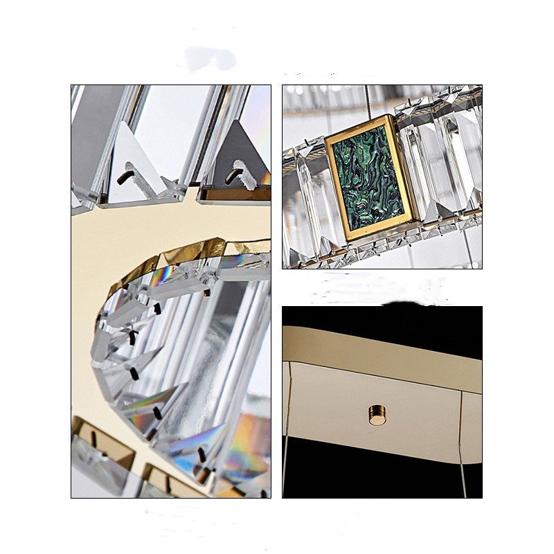 Lustre Cristal Anneaux Champagne Éclat Turquoise