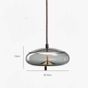 Élégante Suspension Laiton et Verre Évoquant la Corde Tressée