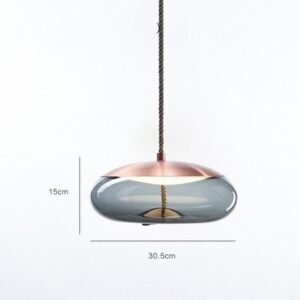 Élégante Suspension Laiton et Verre Évoquant la Corde Tressée