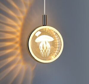 Suspension Cristal Jellyfish Circulaire avec Reflets Dorés