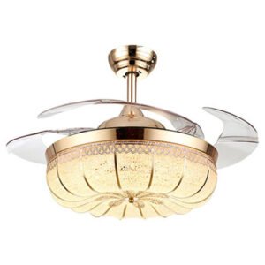 Ventilateur Plafonnier Doré Effet Verre Ornementé