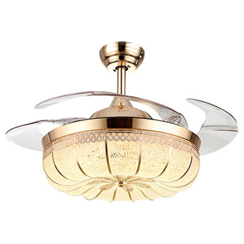 Ventilateur Plafonnier Doré Effet Verre Ornementé